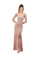 One Shoulder Formal Stretch Velvet Bridesmaid Dress / Prom Dress with Front Slit UK