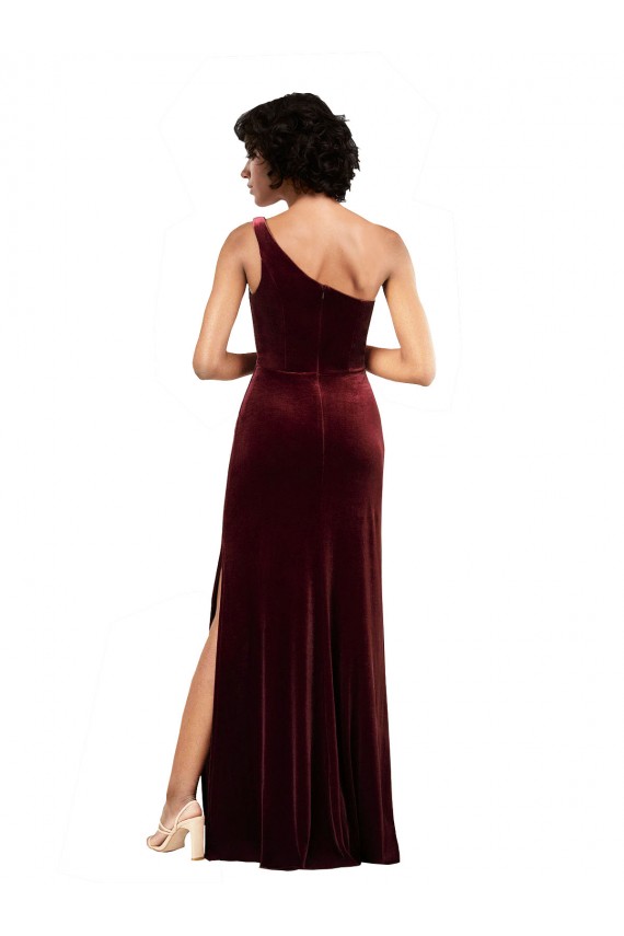 Formal One Shoulder Floor-Length Velvet Bridesmaid Dress / Prom Dress UK