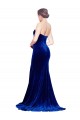 Strapless Ruched Formal Velvet Bridesmaid Dress / Prom Dress with Sweep Train and Front Slit UK