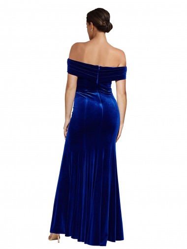 Full Length Long Formal Velvet Bridesmaid Dress / Prom Dress with Side Split UK