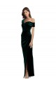 Long Asymmetric Neckline Ruched Formal Velvet Bridesmaid Dress / Prom Dress UK