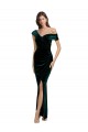 Long Asymmetric Neckline Ruched Formal Velvet Bridesmaid Dress / Prom Dress UK