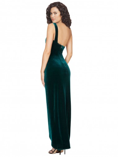 One Shoulder Velvet Front Wrap Bridesmaid Dress / Prom Dress  UK