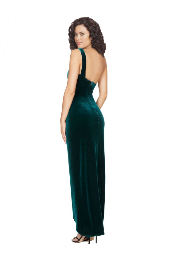 One Shoulder Velvet Front Wrap Bridesmaid Dress / Prom Dress  UK