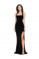 Halter Neck Wide Straps Long Velvet Bridesmaid Dress / Prom Dress with Side Split UK