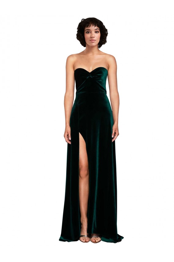 Sweetheart Fluid Velvet Bridesmaid Dress / Prom Dress with High Split UK