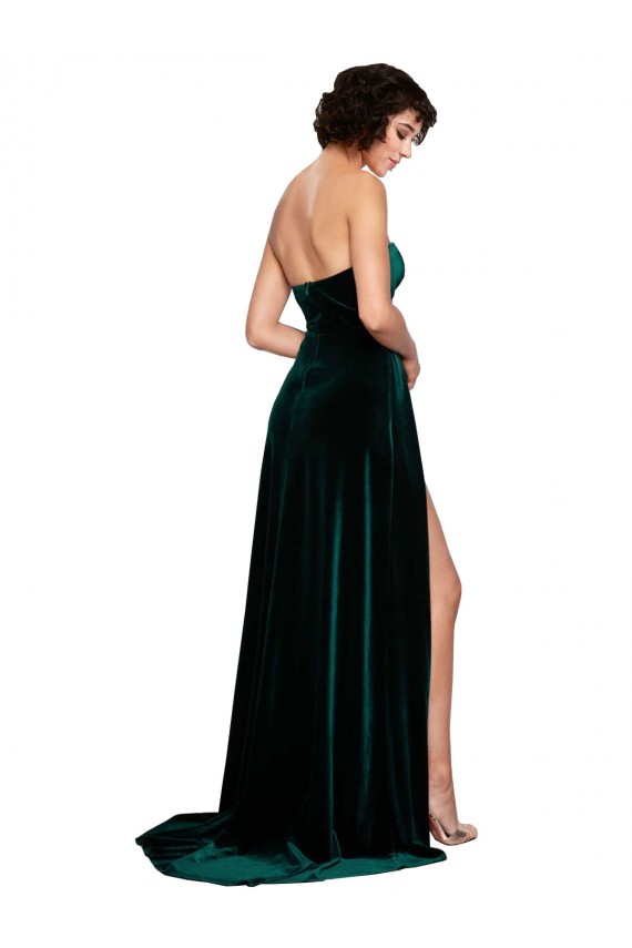 Sweetheart Fluid Velvet Bridesmaid Dress / Prom Dress with High Split UK